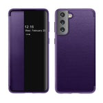 Custodia flip in pelle con finestra laterale per Samsung Galaxy