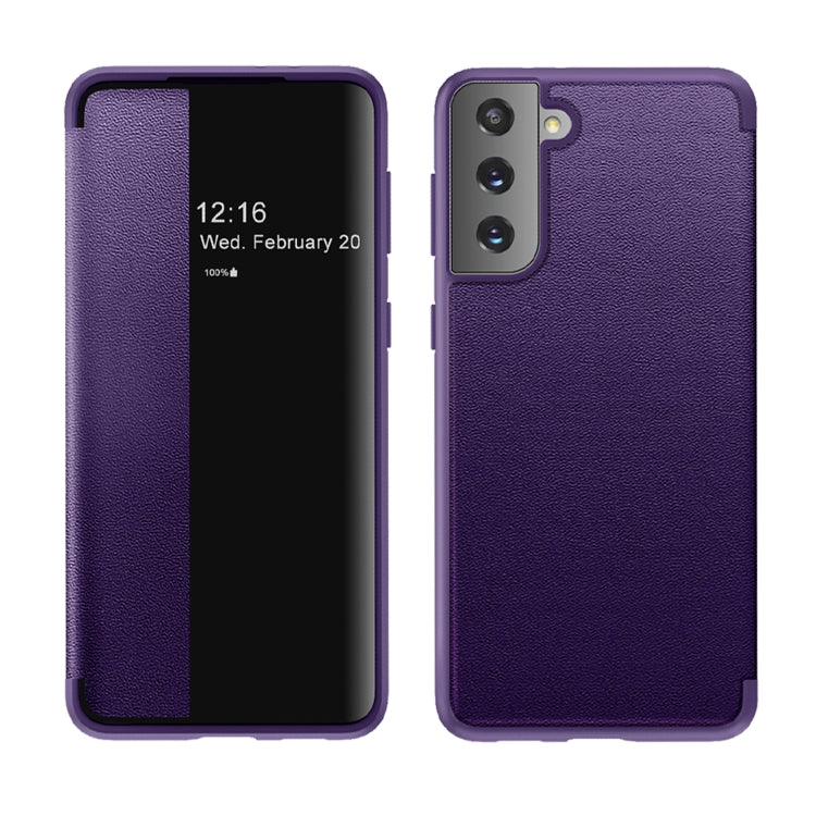 Custodia flip in pelle con finestra laterale per Samsung Galaxy
