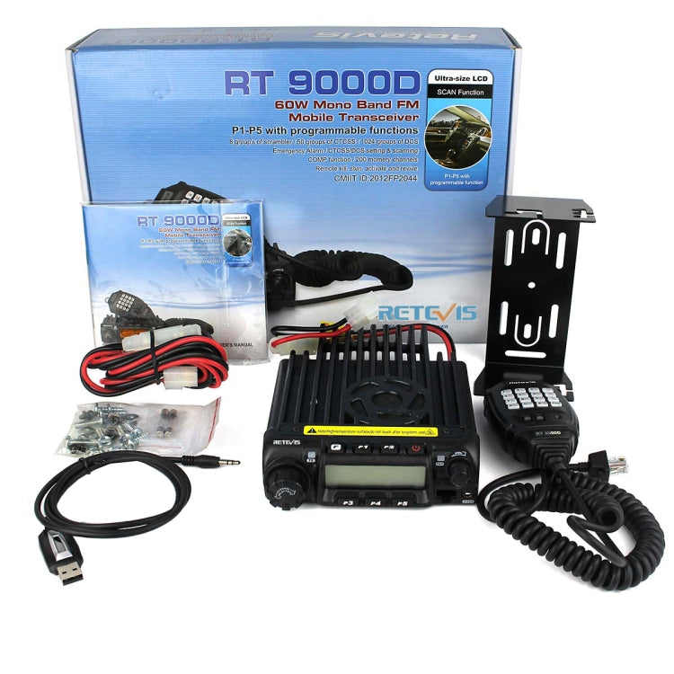 RETEVIS RT-9000D 136-174MHz 200CHS 8 Groups Scrambler Walkie Talkie for Car, 66-88MHz