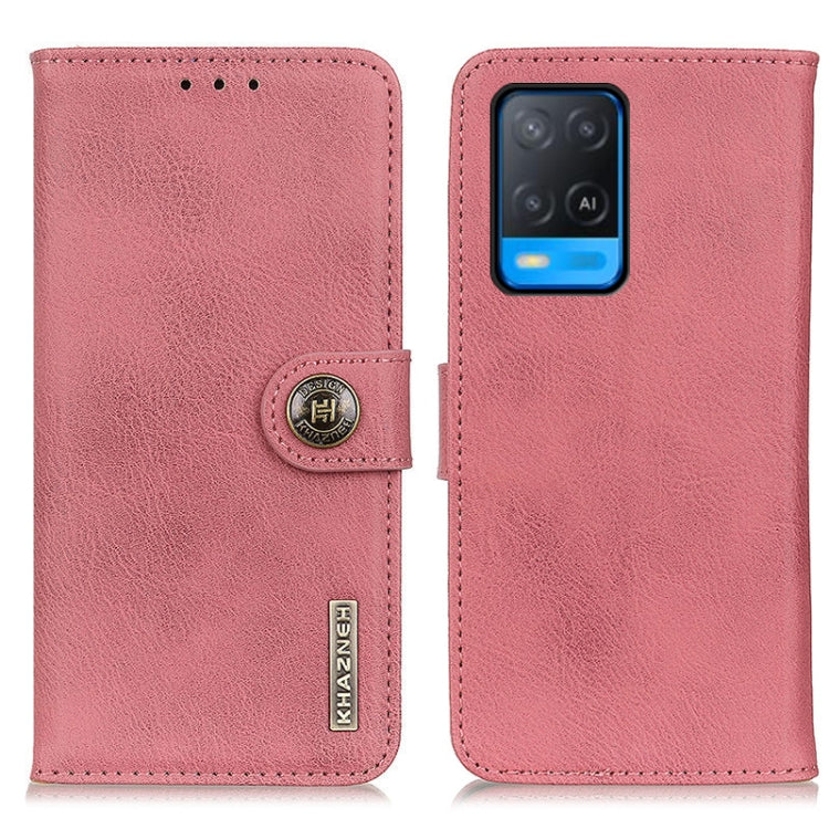 KHAZNEH Custodia in pelle a conchiglia orizzontale con struttura in pelle bovina con supporto, slot per carte e portafoglio, For OnePlus 9R, For OPPO A54 4G, For OPPO A93 5G / A54 5G / A74 5G, For OPPO Realme 8 / 8 Pro
