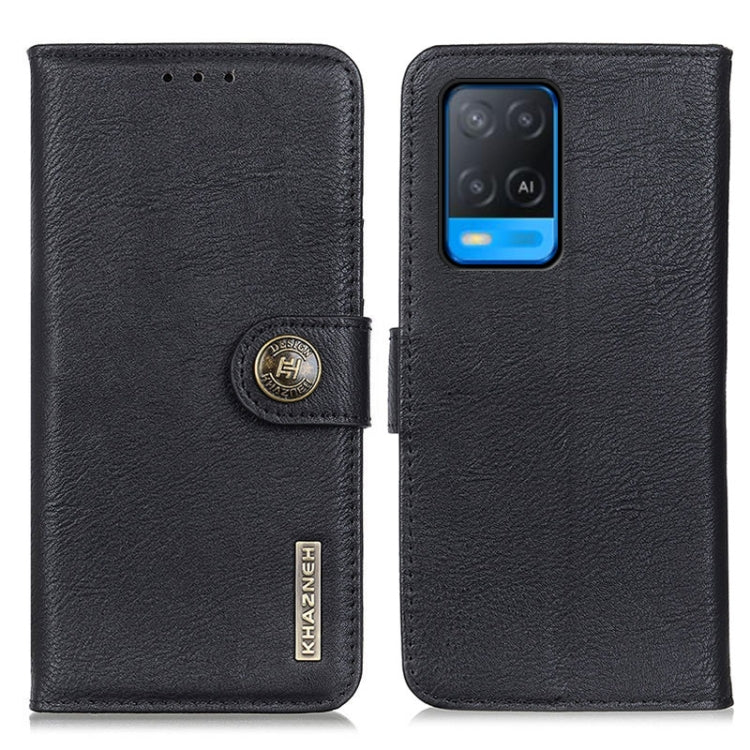 KHAZNEH Custodia in pelle a conchiglia orizzontale con struttura in pelle bovina con supporto, slot per carte e portafoglio, For OnePlus 9R, For OPPO A54 4G, For OPPO A93 5G / A54 5G / A74 5G, For OPPO Realme 8 / 8 Pro