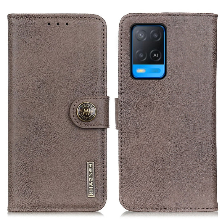 KHAZNEH Custodia in pelle a conchiglia orizzontale con struttura in pelle bovina con supporto, slot per carte e portafoglio, For OnePlus 9R, For OPPO A54 4G, For OPPO A93 5G / A54 5G / A74 5G, For OPPO Realme 8 / 8 Pro