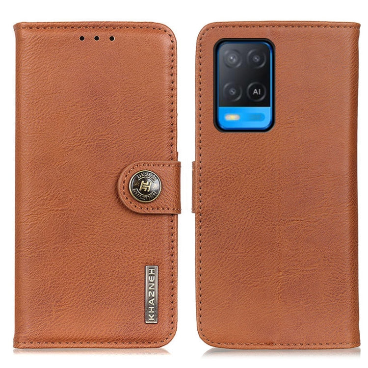 KHAZNEH Custodia in pelle a conchiglia orizzontale con struttura in pelle bovina con supporto, slot per carte e portafoglio, For OnePlus 9R, For OPPO A54 4G, For OPPO A93 5G / A54 5G / A74 5G, For OPPO Realme 8 / 8 Pro
