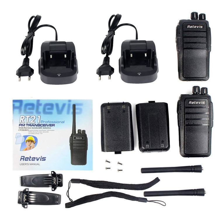 1 Coppia RETEVIS RT21 2.5W Frequenza USA 400-480 MHz 16CH Walkie Talkie portatile, Spina USA, RT21 US Plug