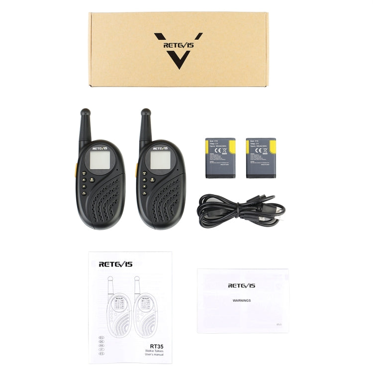 1 paio RETEVIS RT35 0.5W Frequenza UE 446MHz 8CH Walkie Talkie portatile per bambini, RT35 EU Frequency(Black), RT35 EU Frequency(Blue)