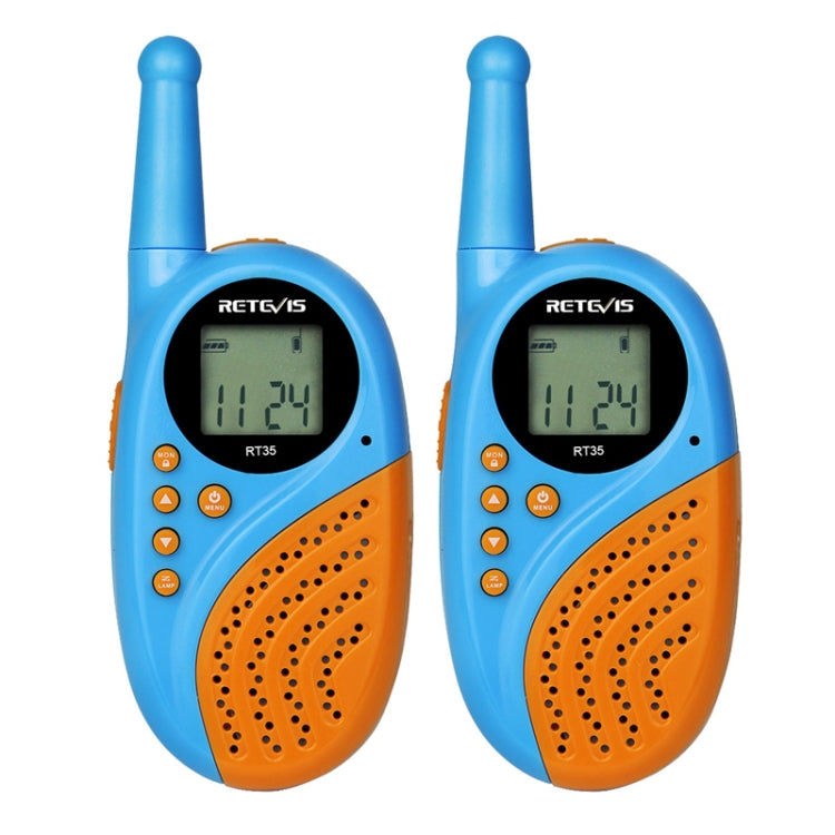 1 paio RETEVIS RT35 0.5W Frequenza UE 446MHz 8CH Walkie Talkie portatile per bambini, RT35 EU Frequency(Black), RT35 EU Frequency(Blue)