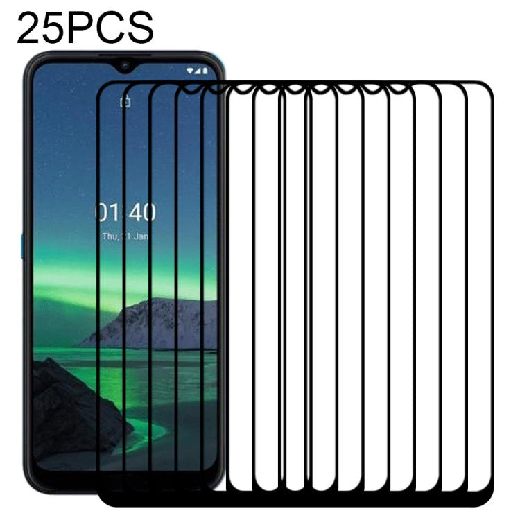 Pellicola in vetro temperato a schermo intero con colla intera da 25 pezzi, For Nokia 1.4 (25 PCS)