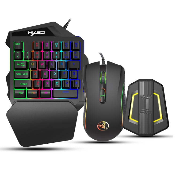Convertitore tastiera e mouse HXSJ P6+V100+A869 + tastiera con una sola mano + set mouse da gioco, P6+V100+A869