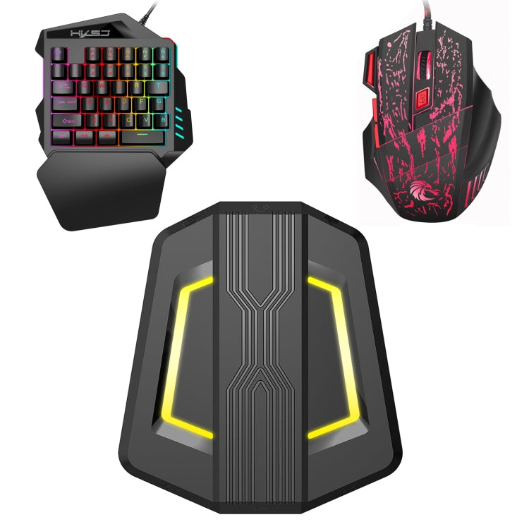 Convertitore tastiera e mouse HXSJ P6+V100+H300 + tastiera con una sola mano + set mouse da gioco, P6+V100+H300