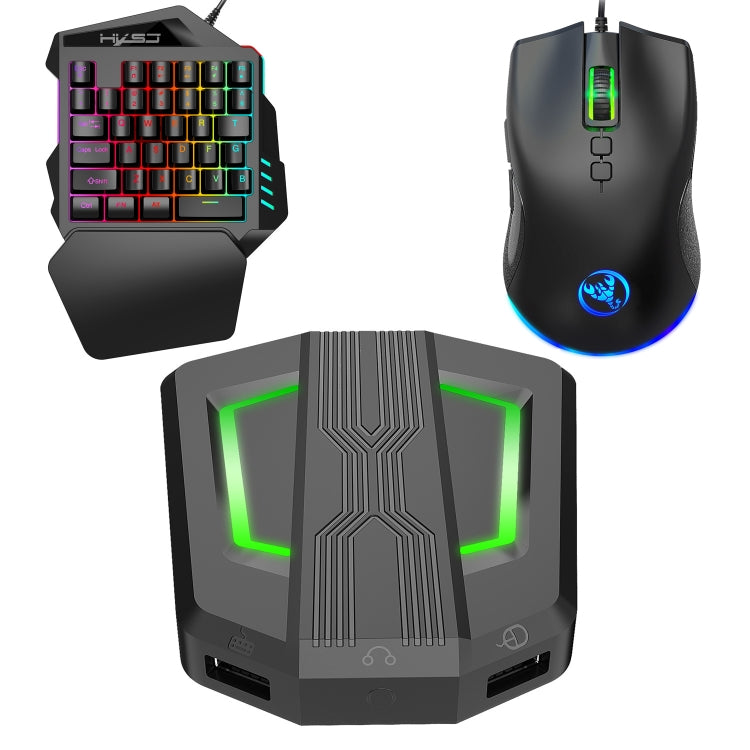 Convertitore tastiera e mouse HXSJ P6+V100+A883 + tastiera con una sola mano + set mouse da gioco, P6+V100+A883
