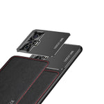 Custodia protettiva in metallo satinato e pelle per iPhone 11