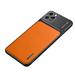 Custodia protettiva in metallo satinato e pelle per iPhone 11