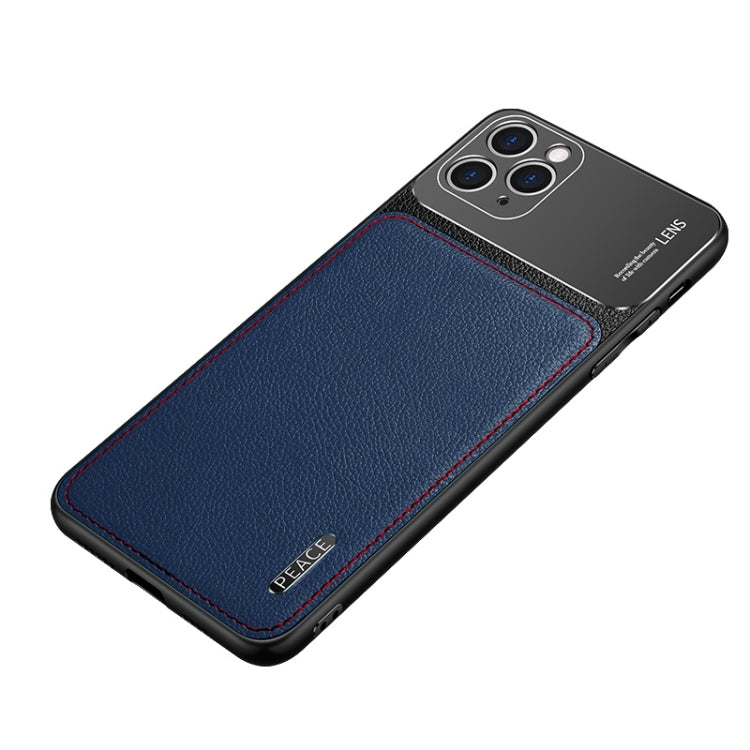 Custodia protettiva in metallo satinato e pelle per iPhone 11