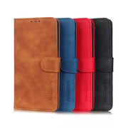 KHAZNEH Retro Texture PU + TPU Custodia in pelle a vibrazione orizzontale con supporto, slot per carte e portafoglio, For Samsung Galaxy S21 FE