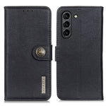 KHAZNEH Custodia in pelle a conchiglia orizzontale con struttura in pelle bovina con supporto, slot per carte e portafoglio, For Samsung Galaxy S21 FE