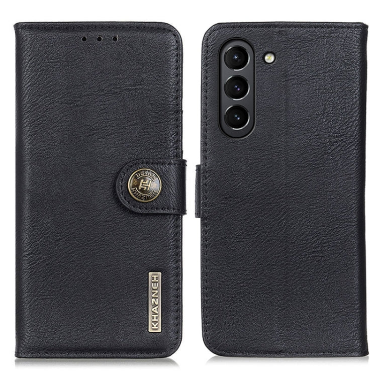 KHAZNEH Custodia in pelle a conchiglia orizzontale con struttura in pelle bovina con supporto, slot per carte e portafoglio, For Samsung Galaxy S21 FE