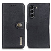 KHAZNEH Custodia in pelle a conchiglia orizzontale con struttura in pelle bovina con supporto, slot per carte e portafoglio, For Samsung Galaxy S21 FE