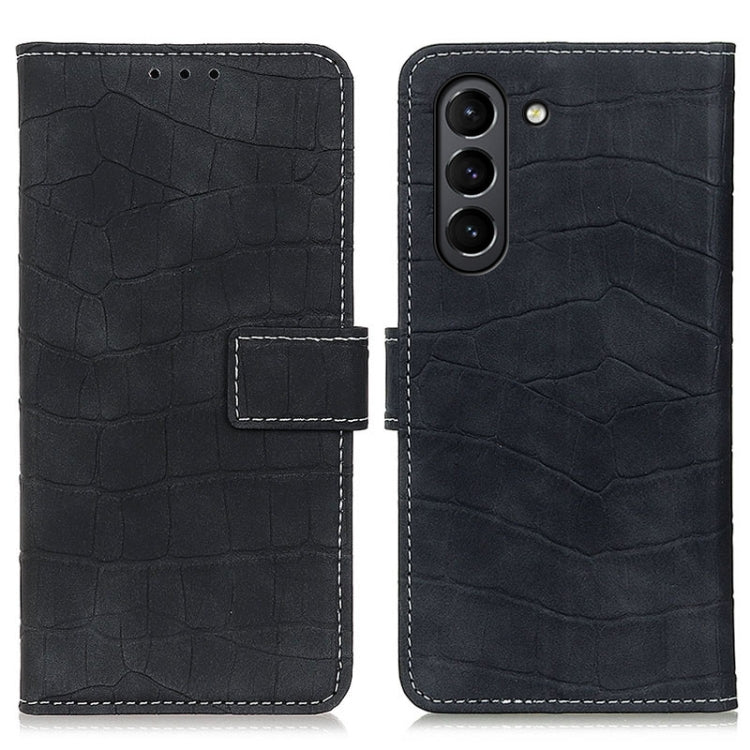 Custodia in pelle a vibrazione orizzontale con struttura in coccodrillo con supporto, slot per carte e portafoglio, For Samsung Galaxy S21 FE