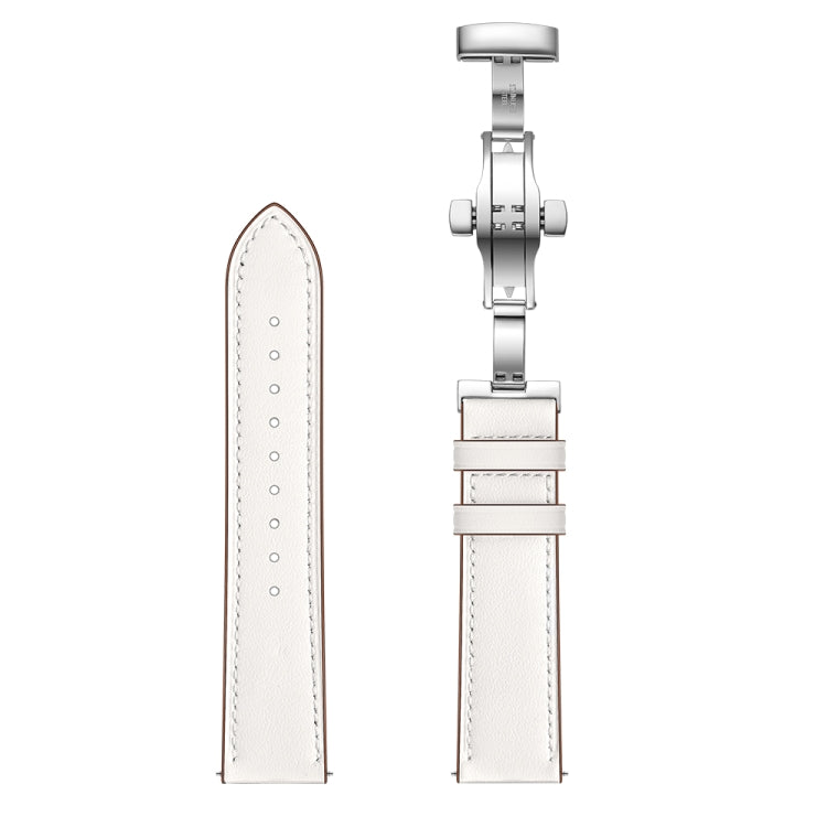 Cinturino di ricambio in pelle con fibbia a farfalla universale da 22 mm, Black Buckle, Rose Gold Buckle, Silver Buckle