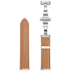 Cinturino di ricambio in pelle con fibbia a farfalla universale da 22 mm, Black Buckle, Rose Gold Buckle, Silver Buckle