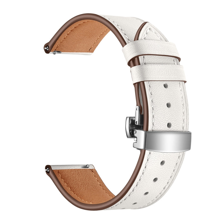 Cinturino di ricambio in pelle con fibbia a farfalla universale da 22 mm, Black Buckle, Rose Gold Buckle, Silver Buckle