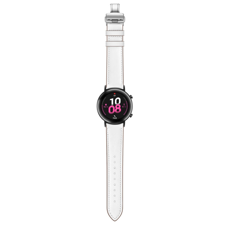 Cinturino di ricambio in pelle con fibbia a farfalla universale da 22 mm, Black Buckle, Rose Gold Buckle, Silver Buckle