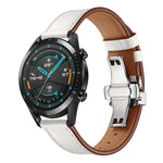 Cinturino di ricambio in pelle con fibbia a farfalla universale da 22 mm, Black Buckle, Rose Gold Buckle, Silver Buckle