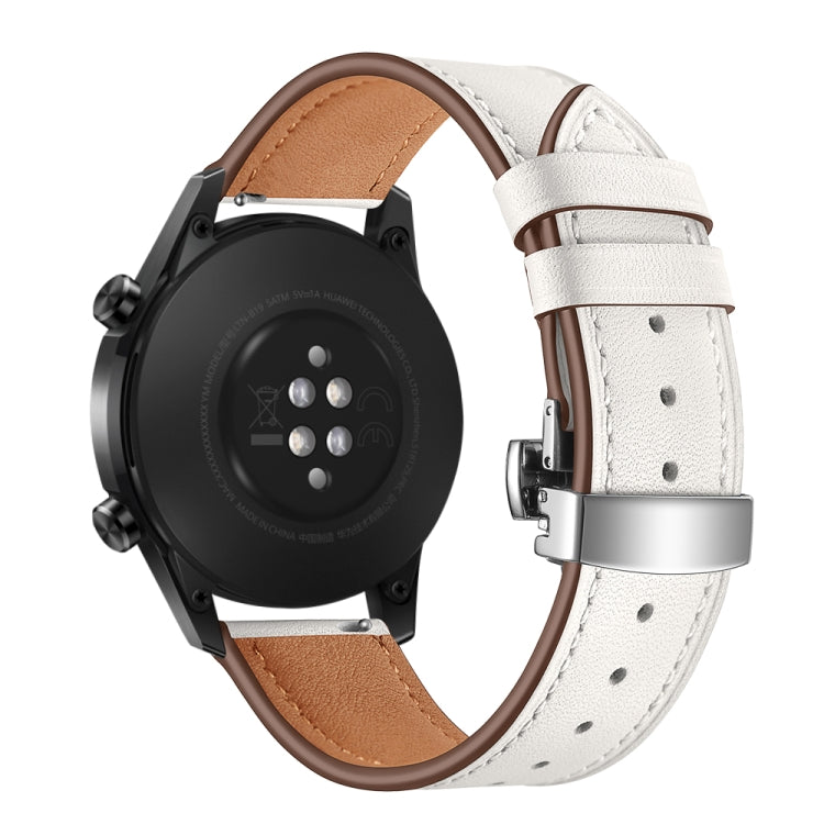 Cinturino di ricambio in pelle con fibbia a farfalla universale da 22 mm, Black Buckle, Rose Gold Buckle, Silver Buckle