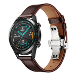 Cinturino di ricambio in pelle con fibbia a farfalla universale da 22 mm, Black Buckle, Rose Gold Buckle, Silver Buckle
