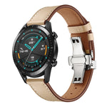 Cinturino di ricambio in pelle con fibbia a farfalla universale da 22 mm, Black Buckle, Rose Gold Buckle, Silver Buckle