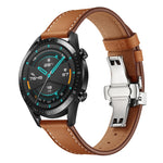Cinturino di ricambio in pelle con fibbia a farfalla universale da 22 mm, Black Buckle, Rose Gold Buckle, Silver Buckle