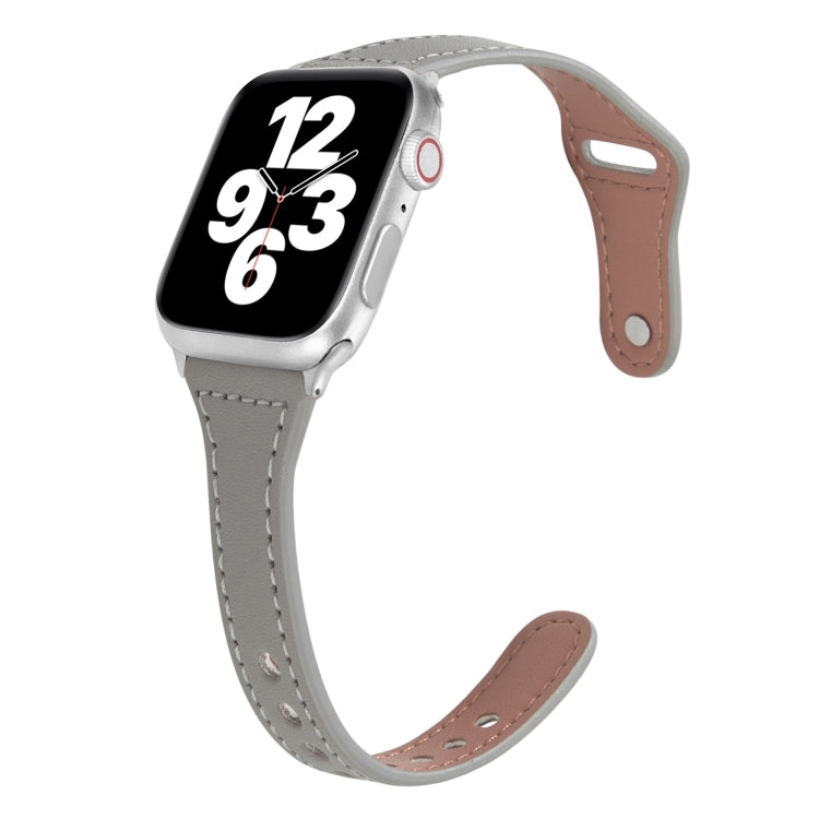 Cinturino per orologio in pelle con fibbia inversa sottile a forma di T universale, For Apple Watch Ultra 49mm / Series 8&7 45mm / SE 2&6&SE&5&4 44mm / 3&2&1 42mm, For Apple Watch Series 8&7 41mm / SE 2&6&SE&5&4 40mm / 3&2&1 38mm