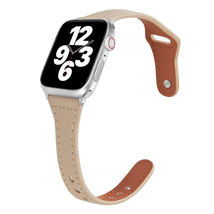Cinturino per orologio in pelle con fibbia inversa sottile a forma di T universale, For Apple Watch Ultra 49mm / Series 8&7 45mm / SE 2&6&SE&5&4 44mm / 3&2&1 42mm, For Apple Watch Series 8&7 41mm / SE 2&6&SE&5&4 40mm / 3&2&1 38mm