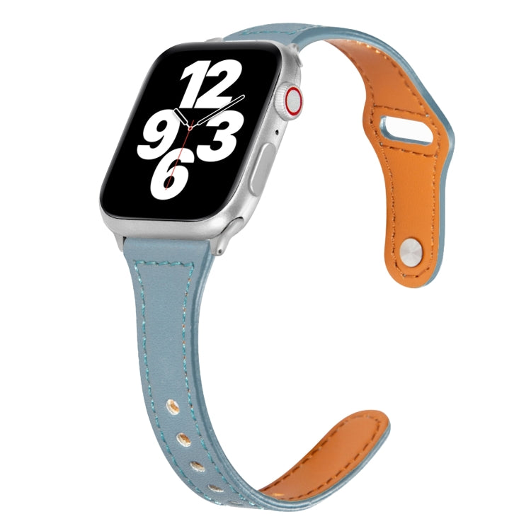 Cinturino per orologio in pelle con fibbia inversa sottile a forma di T universale, For Apple Watch Ultra 49mm / Series 8&7 45mm / SE 2&6&SE&5&4 44mm / 3&2&1 42mm, For Apple Watch Series 8&7 41mm / SE 2&6&SE&5&4 40mm / 3&2&1 38mm