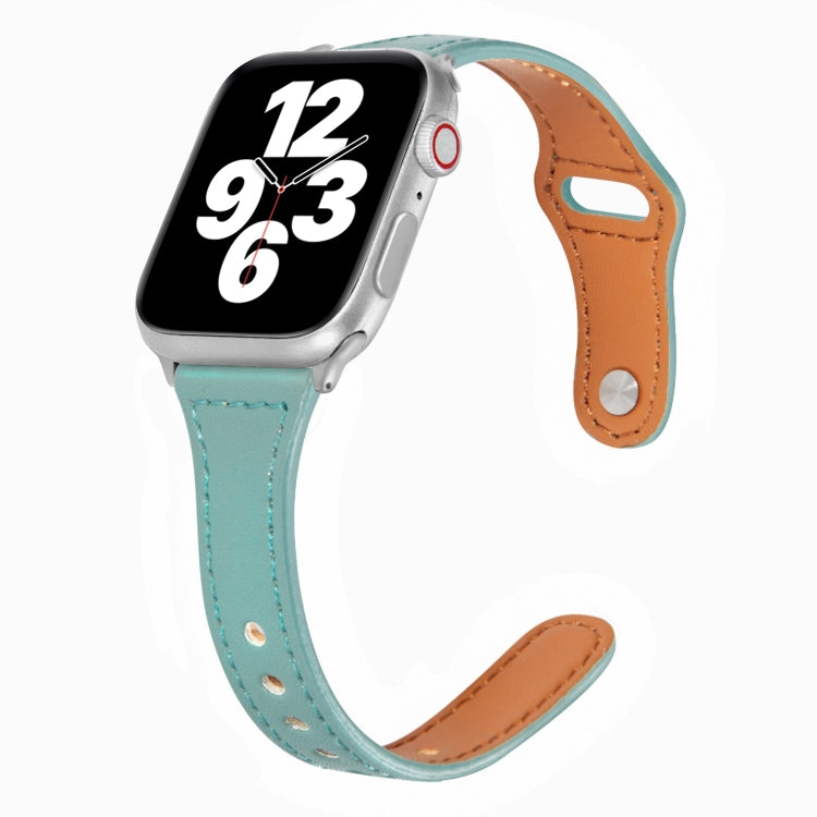 Cinturino per orologio in pelle con fibbia inversa sottile a forma di T universale, For Apple Watch Ultra 49mm / Series 8&7 45mm / SE 2&6&SE&5&4 44mm / 3&2&1 42mm, For Apple Watch Series 8&7 41mm / SE 2&6&SE&5&4 40mm / 3&2&1 38mm