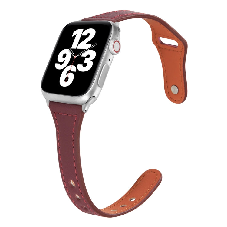 Cinturino per orologio in pelle con fibbia inversa sottile a forma di T universale, For Apple Watch Ultra 49mm / Series 8&7 45mm / SE 2&6&SE&5&4 44mm / 3&2&1 42mm, For Apple Watch Series 8&7 41mm / SE 2&6&SE&5&4 40mm / 3&2&1 38mm