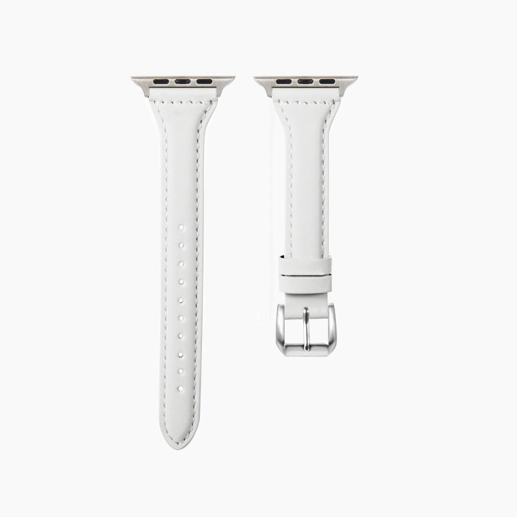 Cinturino universale in pelle sottile a forma di T, For Apple Watch Series 7 45mm / 6 & SE & 5 & 4 44mm / 3 & 2 & 1 42mm, For Apple Watch Series 7 41mm / 6 & SE & 5 & 4 40mm / 3 & 2 & 1 38mm                                                              ...