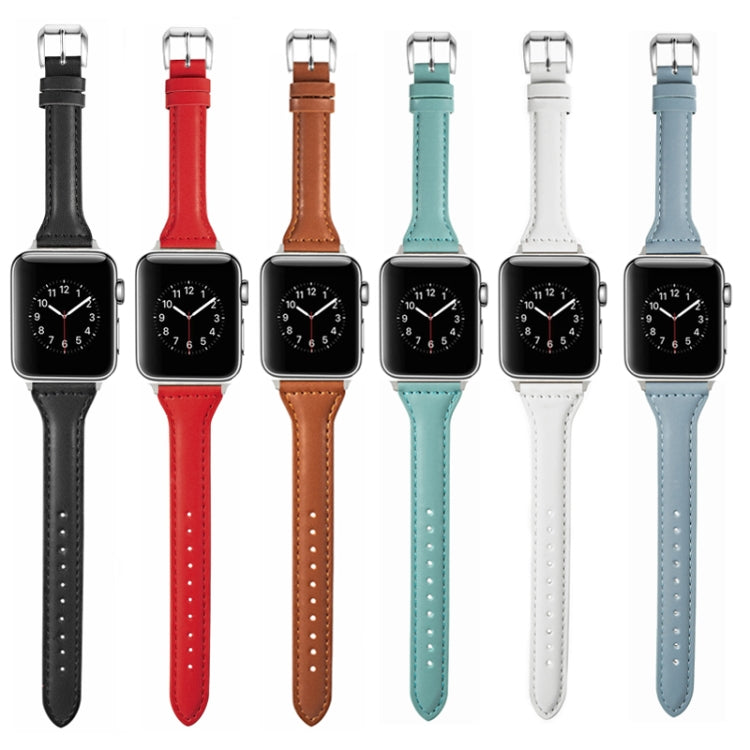Cinturino universale in pelle sottile a forma di T, For Apple Watch Series 7 45mm / 6 & SE & 5 & 4 44mm / 3 & 2 & 1 42mm, For Apple Watch Series 7 41mm / 6 & SE & 5 & 4 40mm / 3 & 2 & 1 38mm                                                              ...