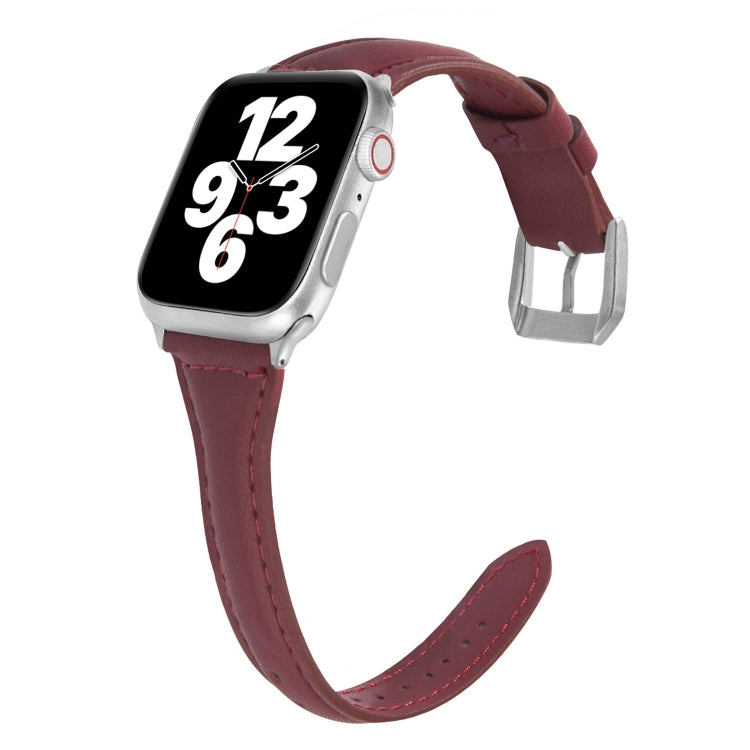 Cinturino universale in pelle sottile a forma di T, For Apple Watch Series 7 45mm / 6 & SE & 5 & 4 44mm / 3 & 2 & 1 42mm, For Apple Watch Series 7 41mm / 6 & SE & 5 & 4 40mm / 3 & 2 & 1 38mm                                                              ...