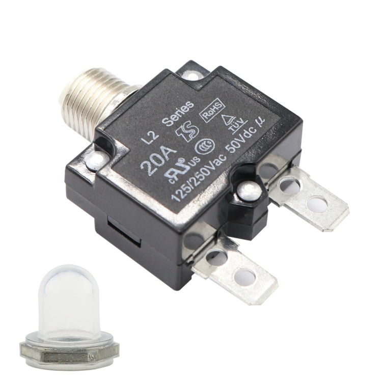 Protezione da sovraccarico per auto serie L2 50V Ripristino manuale Interruttore automatico CC con copertura impermeabile, 5A, 10A, 15A, 20A, 30A