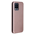Struttura in fibra di carbonio Flip orizzontale magnetico Custodia in pelle TPU + PC + PU con slot per schede, For OPPO Realme 8 / 8 Pro