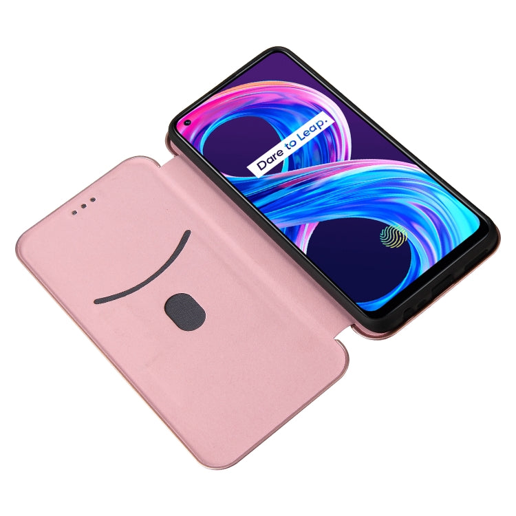Struttura in fibra di carbonio Flip orizzontale magnetico Custodia in pelle TPU + PC + PU con slot per schede, For OPPO Realme 8 / 8 Pro