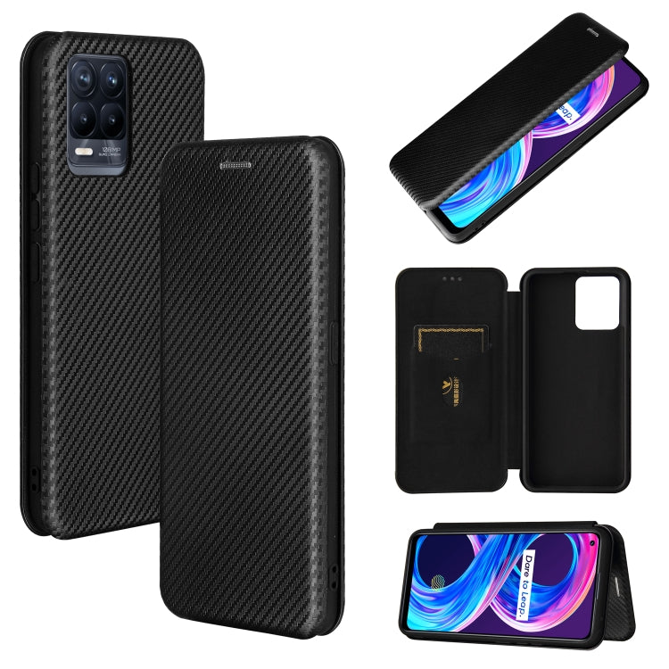 Struttura in fibra di carbonio Flip orizzontale magnetico Custodia in pelle TPU + PC + PU con slot per schede, For OPPO Realme 8 / 8 Pro