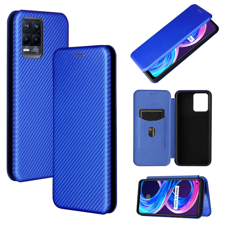 Struttura in fibra di carbonio Flip orizzontale magnetico Custodia in pelle TPU + PC + PU con slot per schede, For OPPO Realme 8 / 8 Pro