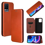 Struttura in fibra di carbonio Flip orizzontale magnetico Custodia in pelle TPU + PC + PU con slot per schede, For OPPO Realme 8 / 8 Pro