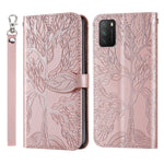 Custodia in pelle con motivo a rilievo orizzontale Life of Tree con supporto, slot per schede, portafoglio, cornice per foto e cordino, For Xiaomi Poco M3