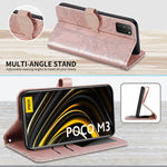 Custodia in pelle con motivo a rilievo orizzontale Life of Tree con supporto, slot per schede, portafoglio, cornice per foto e cordino, For Xiaomi Poco M3