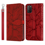 Custodia in pelle con motivo a rilievo orizzontale Life of Tree con supporto, slot per schede, portafoglio, cornice per foto e cordino, For Xiaomi Poco M3