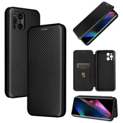Struttura in fibra di carbonio Flip orizzontale magnetico Custodia in pelle TPU + PC + PU con slot per schede, For Oppo Find X3 / X3 Pro