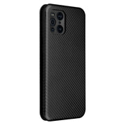 Struttura in fibra di carbonio Flip orizzontale magnetico Custodia in pelle TPU + PC + PU con slot per schede, For Oppo Find X3 / X3 Pro